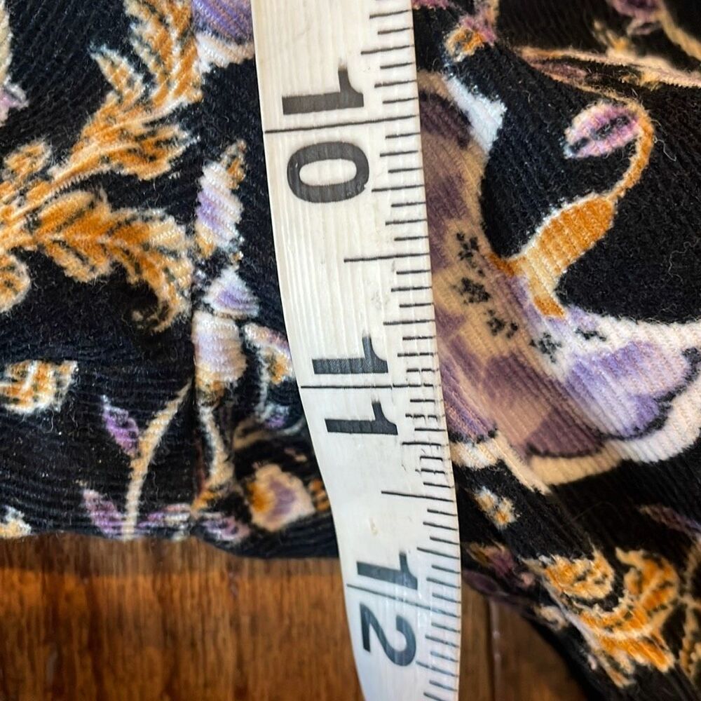 Garnet Hill purple floral corduroy wide leg pant size 4 - Picture 9 of 15